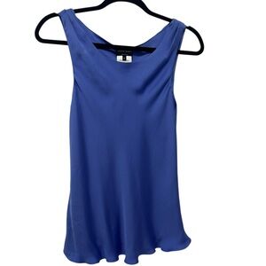 Giorgio Armani Main Line Runway Blue 100% Mulberry Silk Sleeveless Blouse, Sz 6